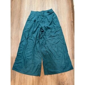 Banana Republic Linen Blend Wide Leg‎ Cropped Pants Teal XS